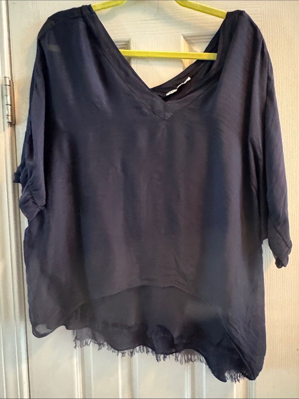 Women's Navy V-Neck Sheer Tunic Top
